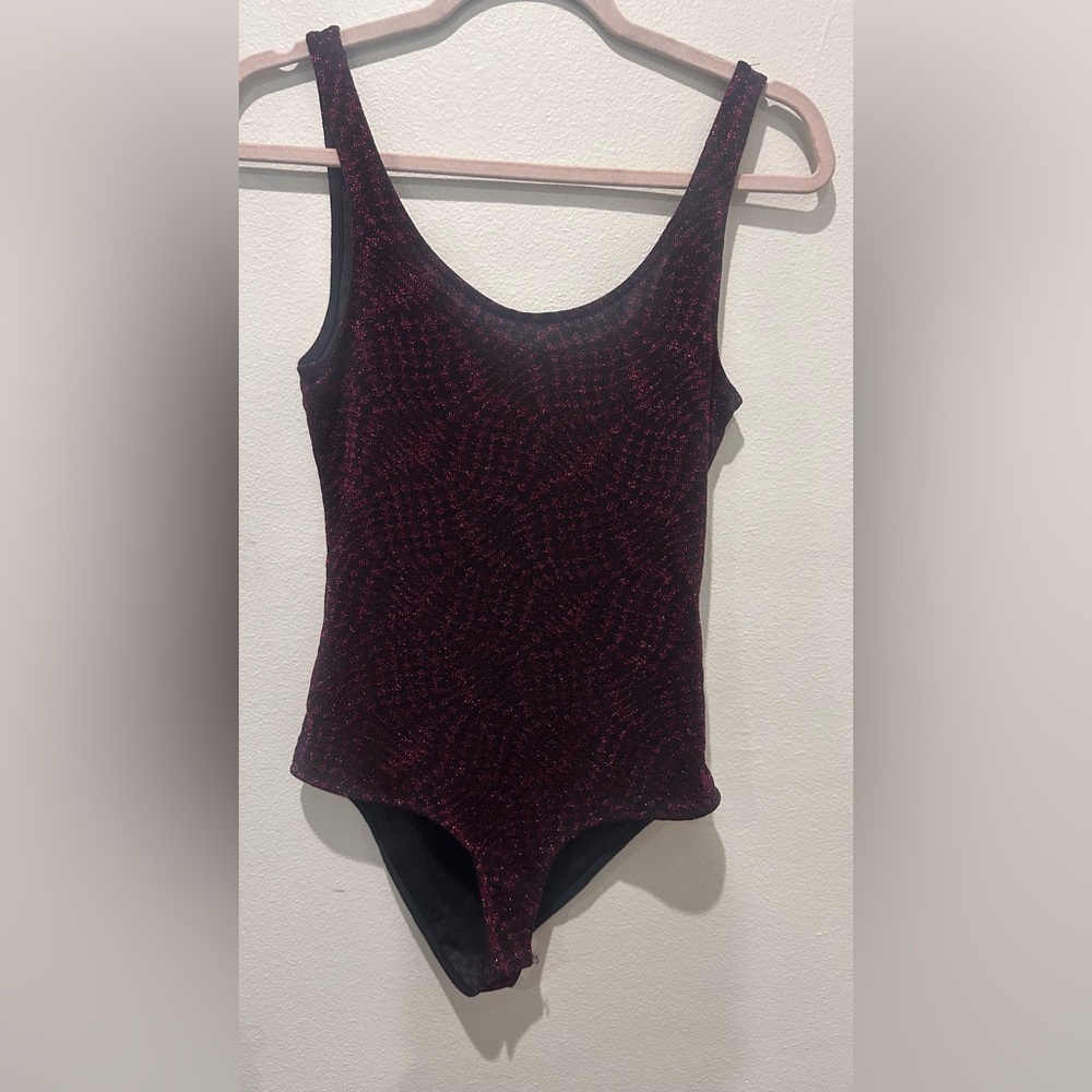 Zara Burgundy and Black Bodysuit
